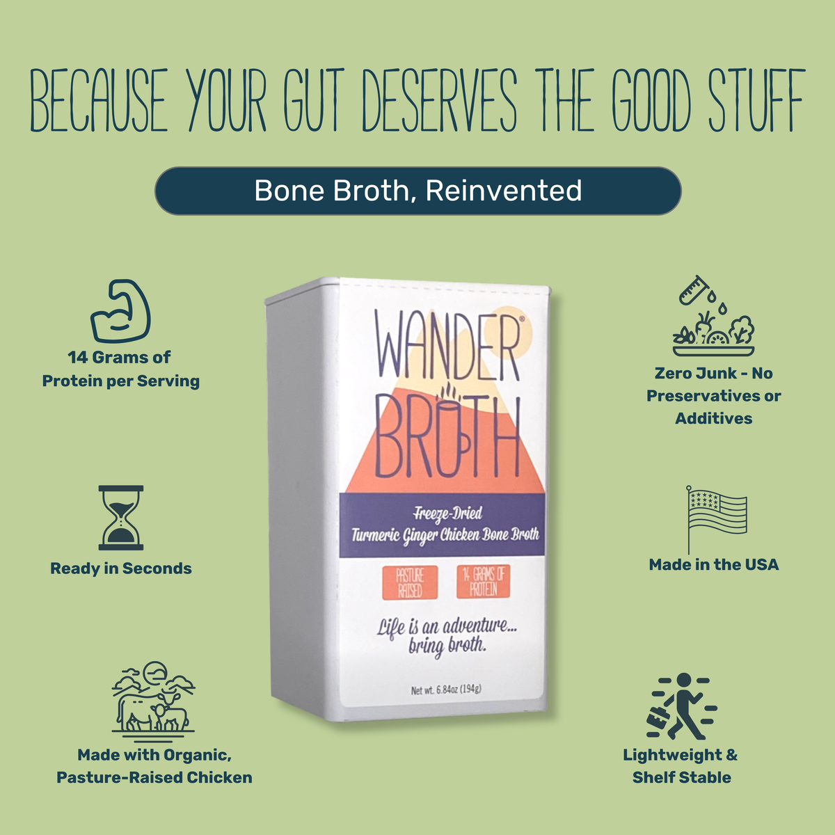 Organic Pasture-Raised Turmeric Ginger Chicken Bone Broth - Bulk