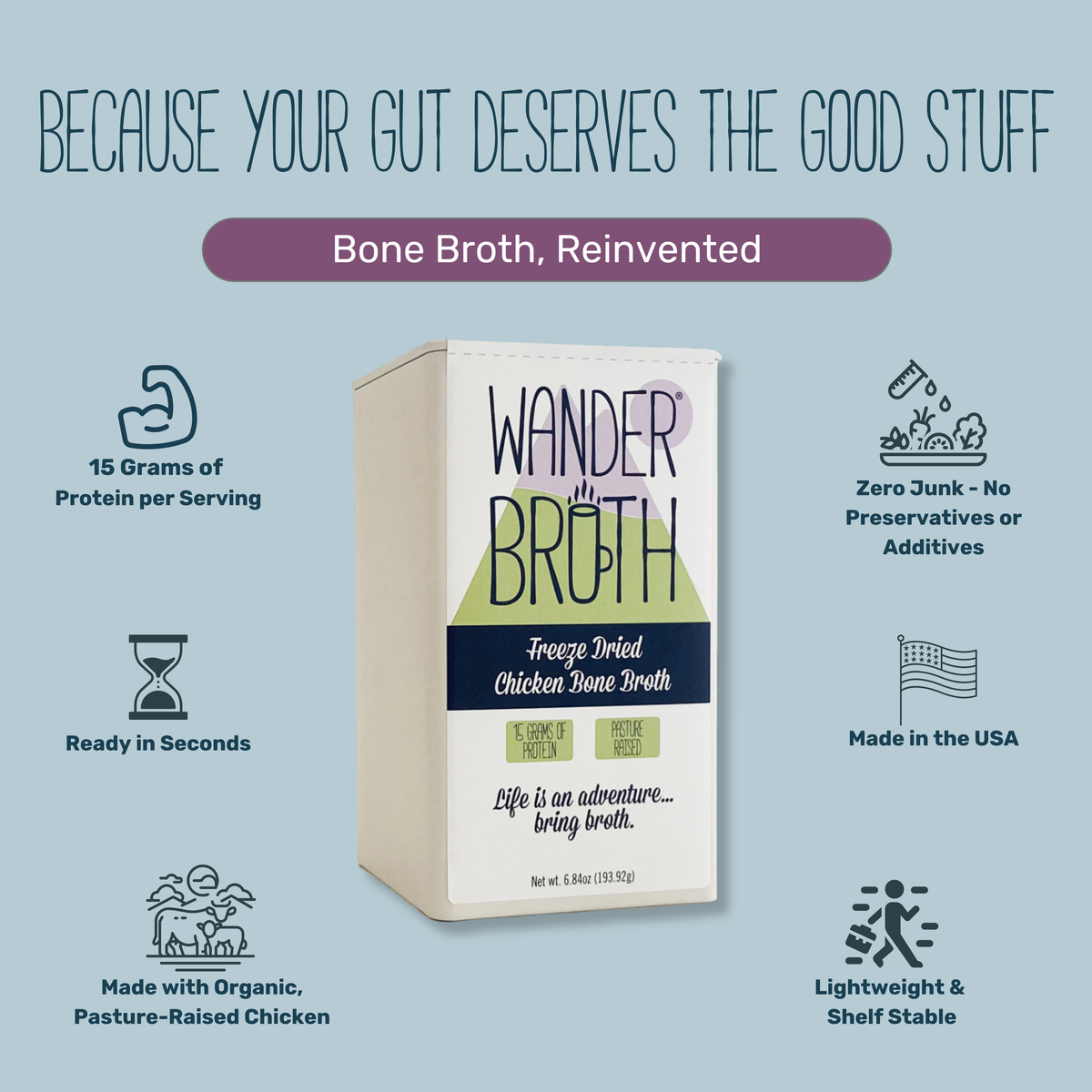 Organic Pasture-Raised Chicken Bone Broth - Bulk