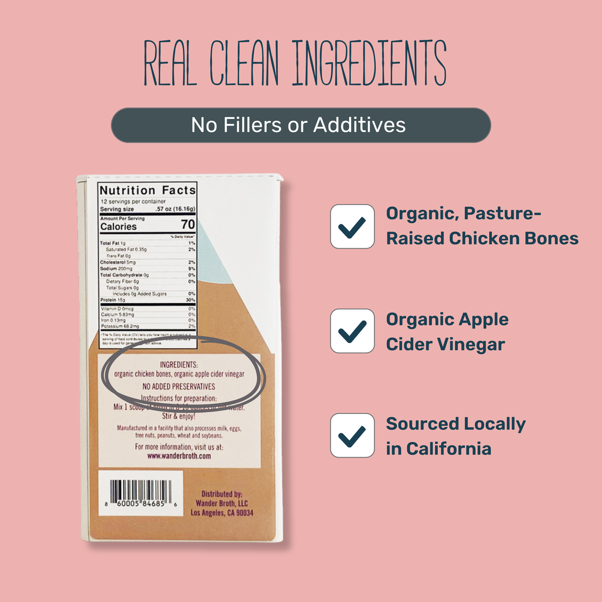 No Salt Added Organic Pasture-Raised Chicken Bone Broth - Bulk